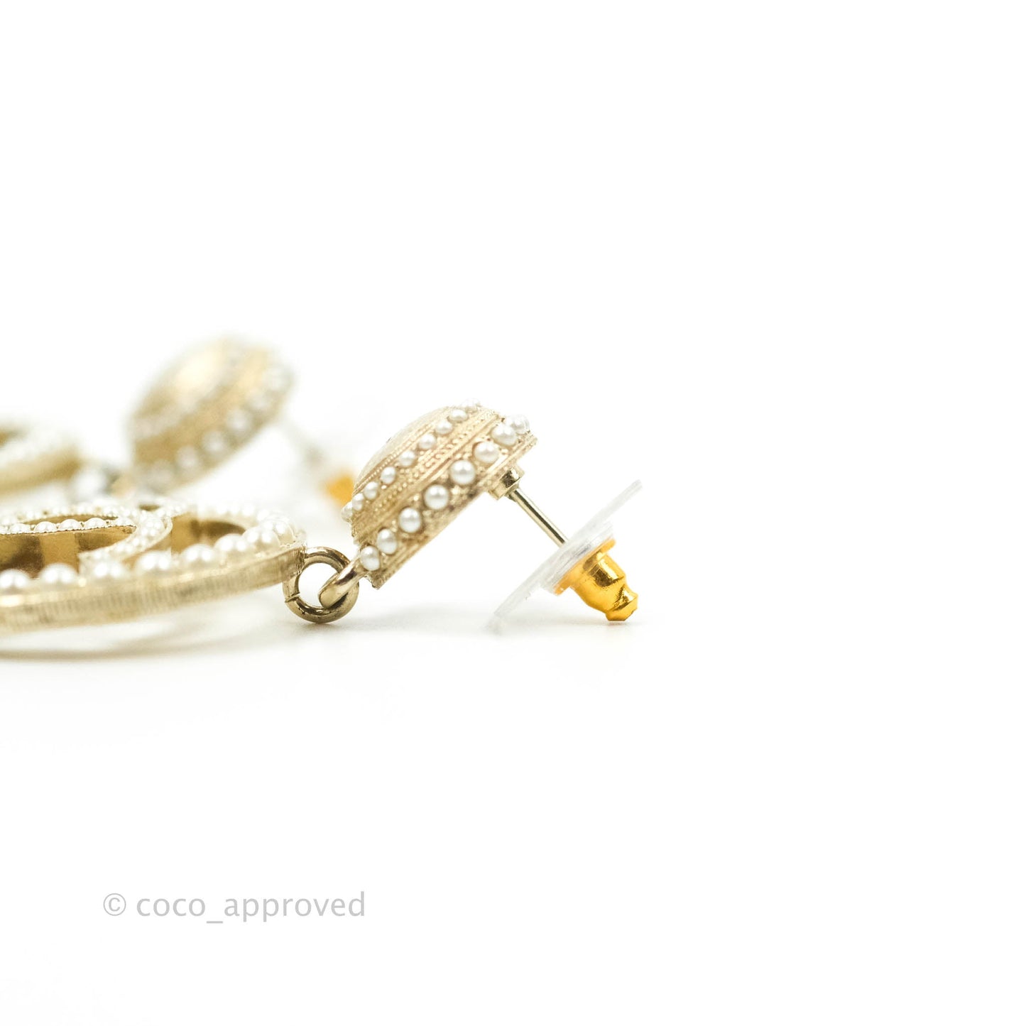 Chanel CC Pearl Drop Earrings 19V