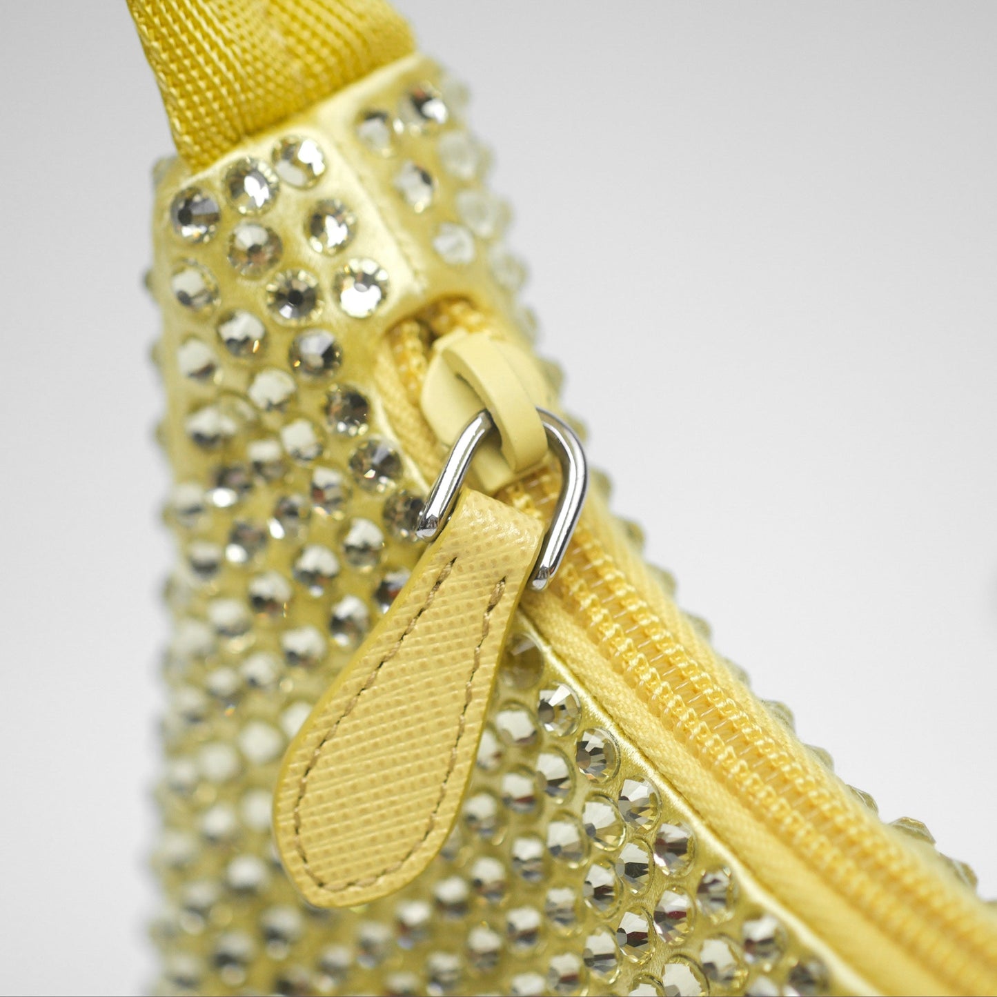 Prada Re-Edition 2000 Nylon Mini Bag Yellow Crystal Embellished