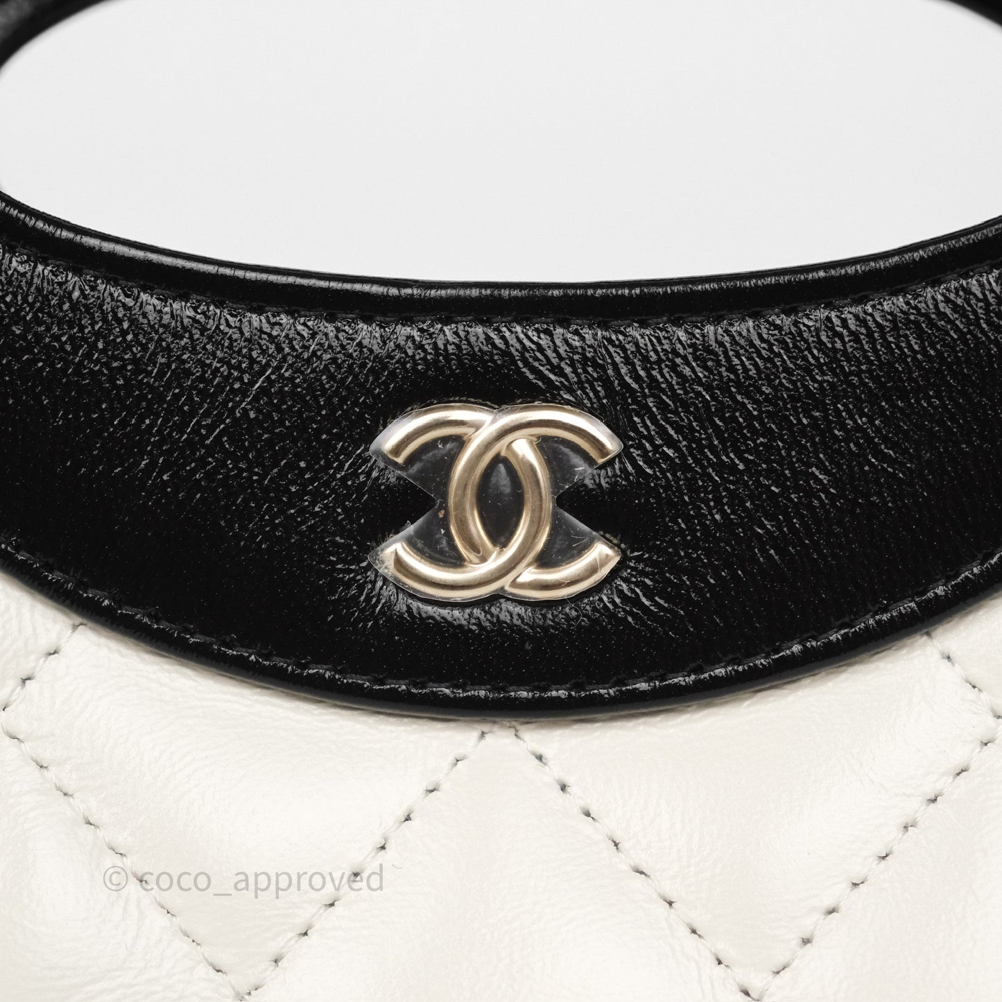 Chanel Nano 31 White/ Black Shiny Lambskin Gold Hardware