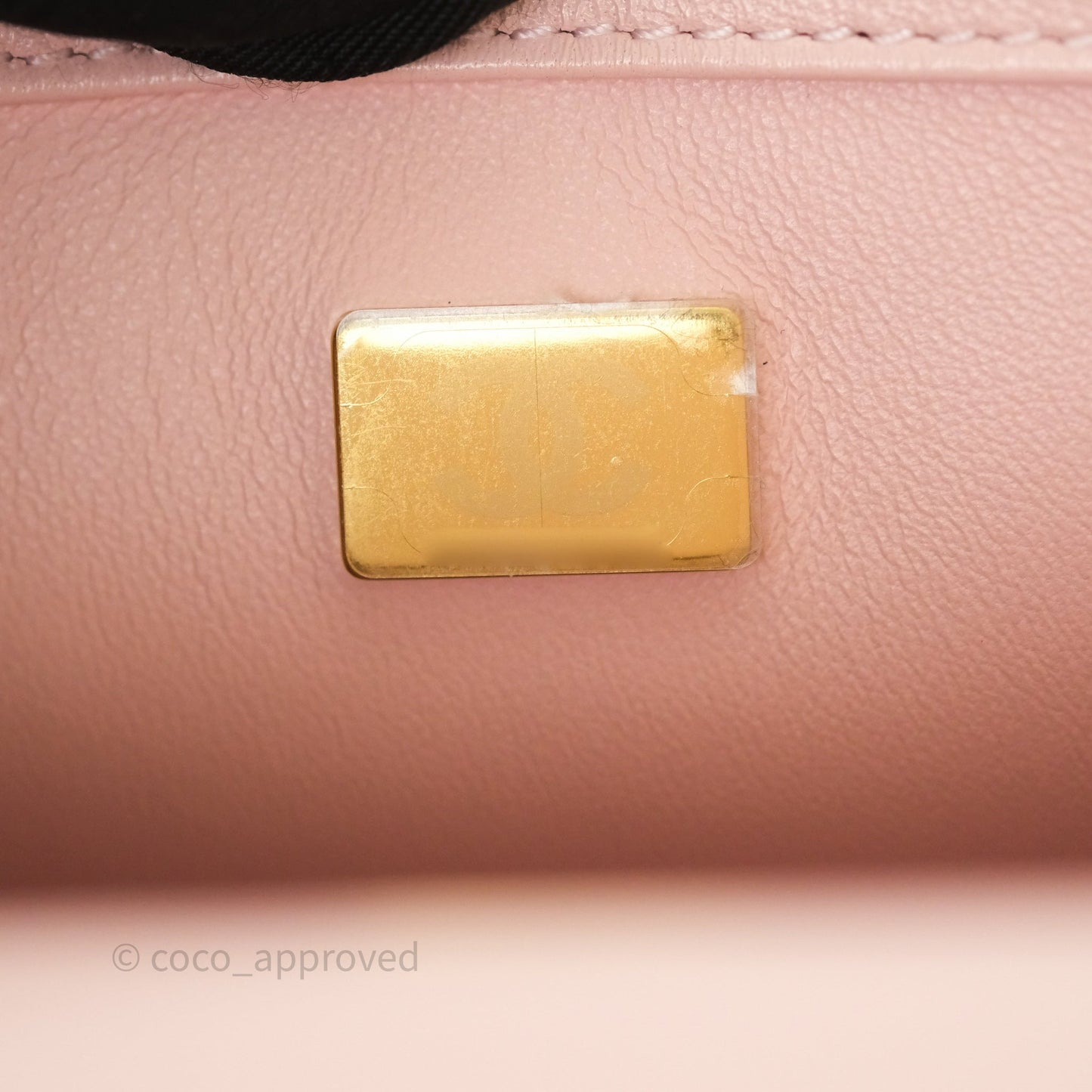 Chanel Pearl Crush Mini Square Quilted Light Pink Lambskin Aged Gold Hardware