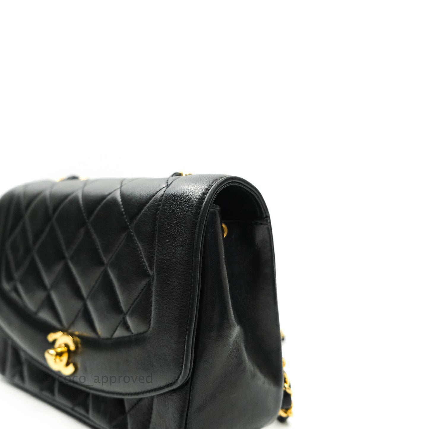 Chanel Black Quilted Lambskin Small Vintage Classic Diana Flap Bag