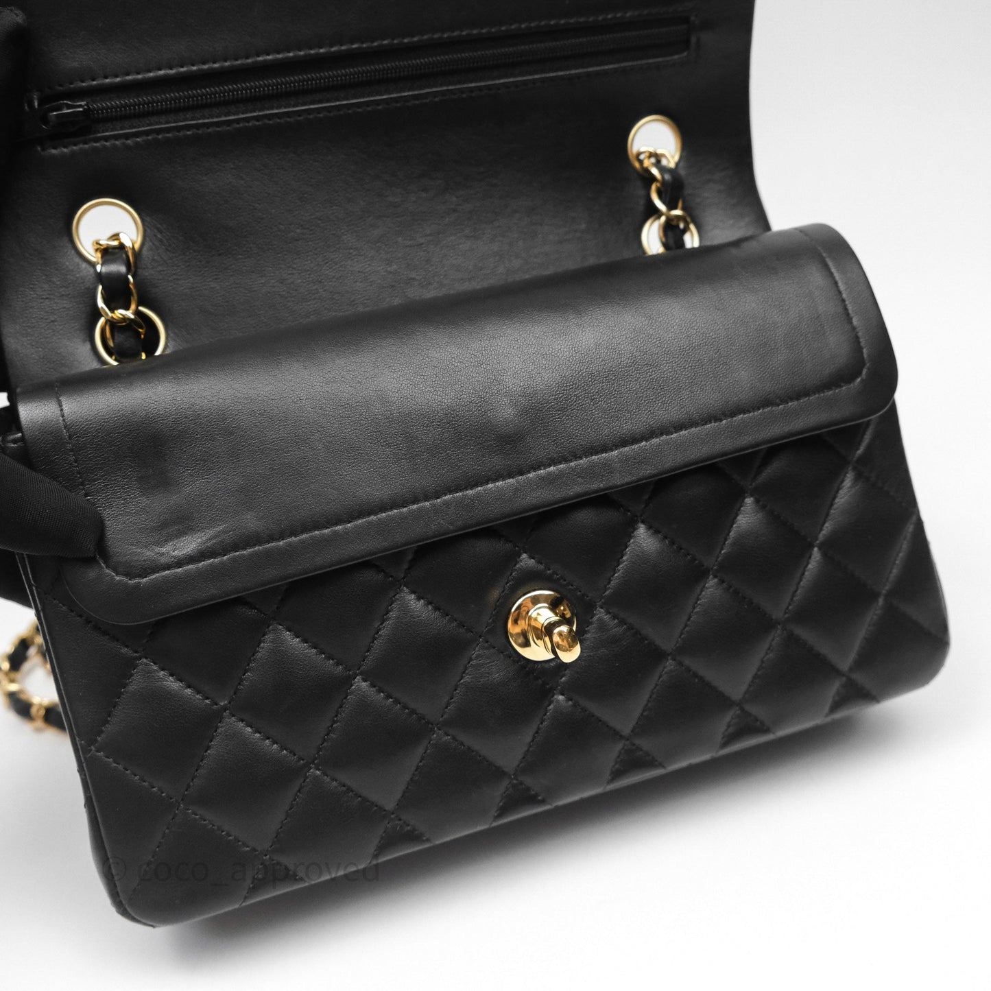 Chanel Small Classic Flap Quilted Black Lambskin Gold Hardware
