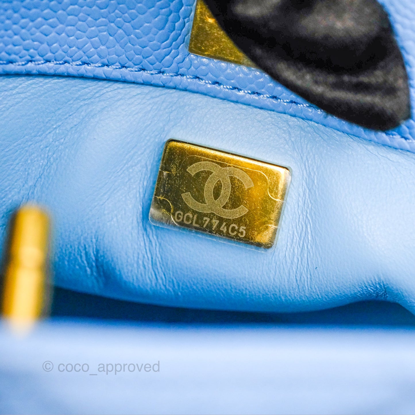 Chanel Small CC Chain Hobo Caviar Blue Aged Gold Hardware