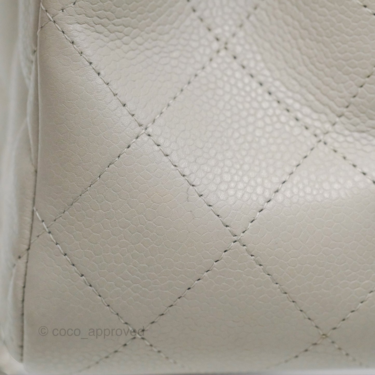 Chanel Jumbo Double Flap Light Grey Caviar Silver Hardware⁣⁣