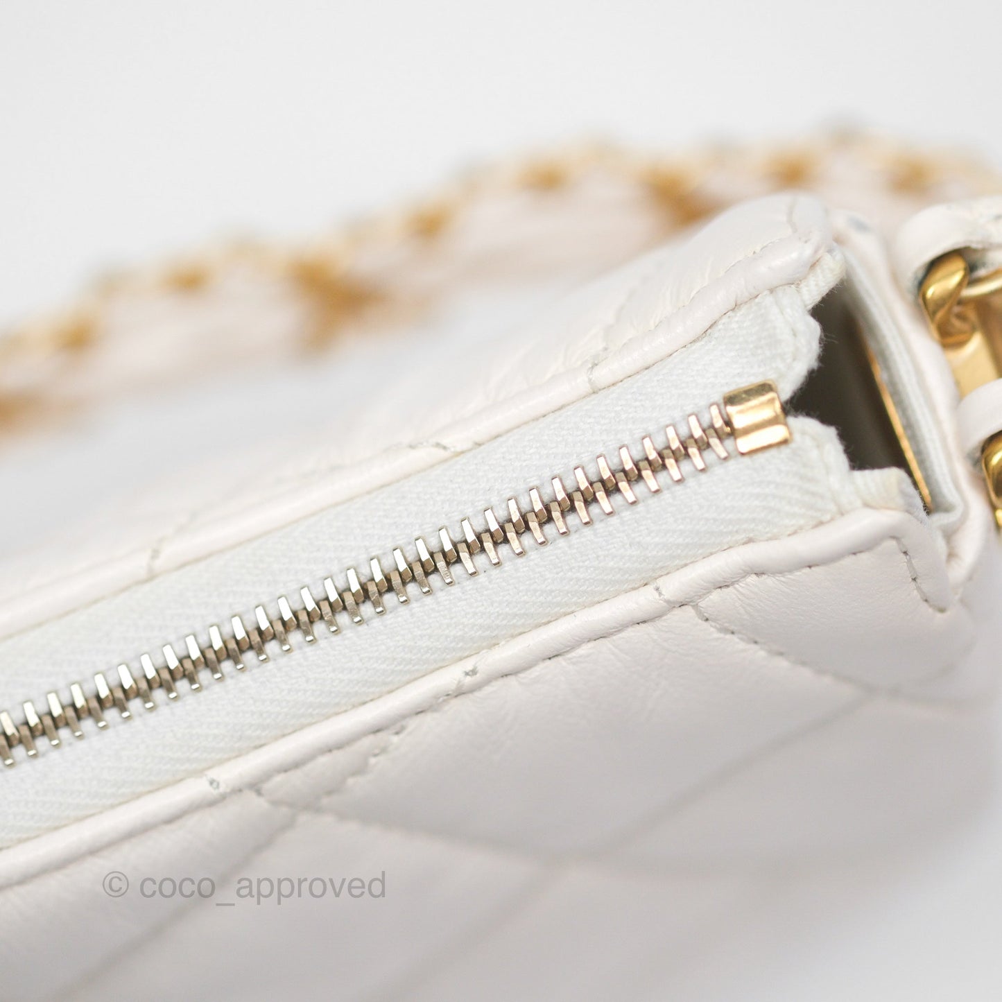 Chanel Hobo Bag White Aged Calfskin Aged Gold Hardware