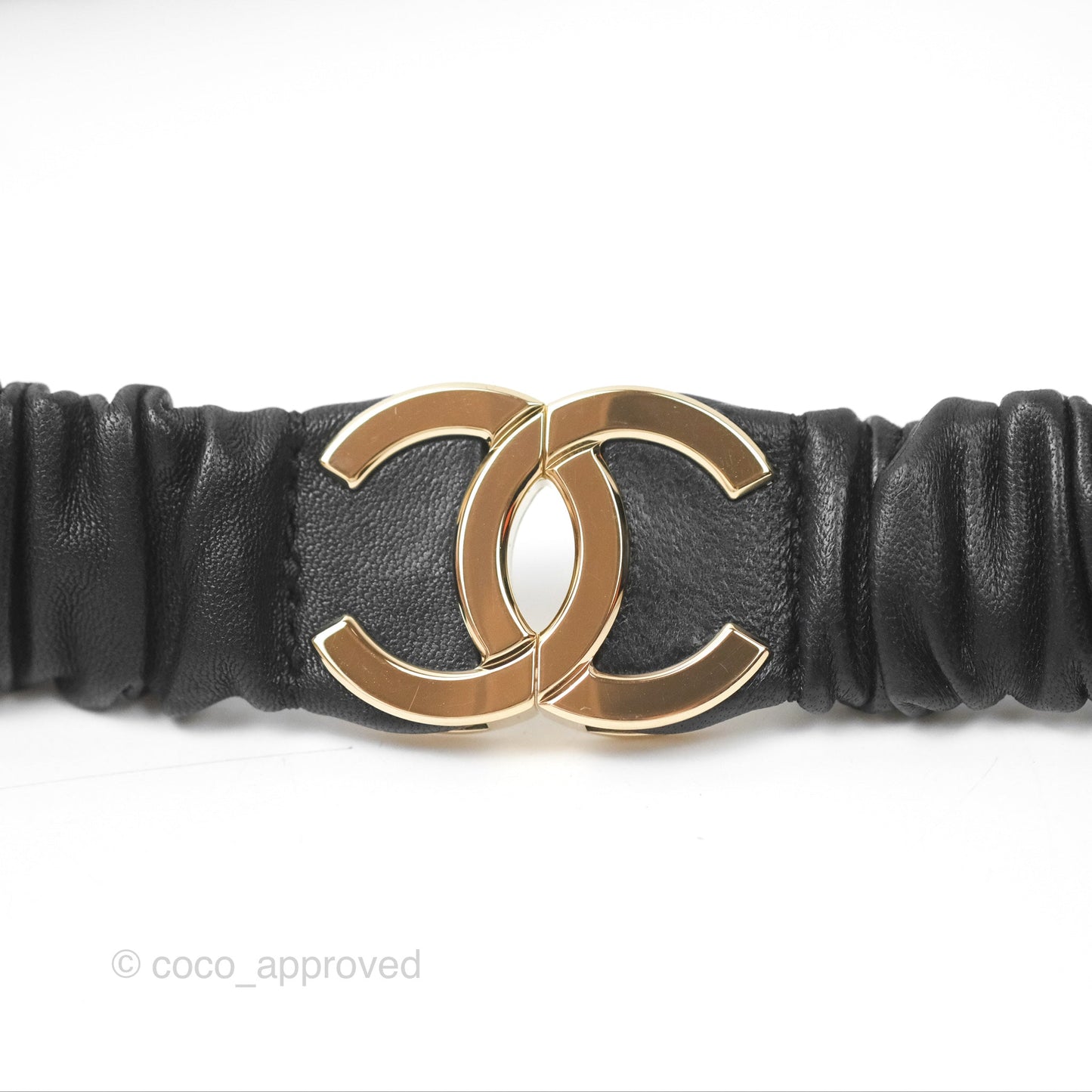 Chanel CC Ruched Belt Black Lambskin Gold Tone 21K