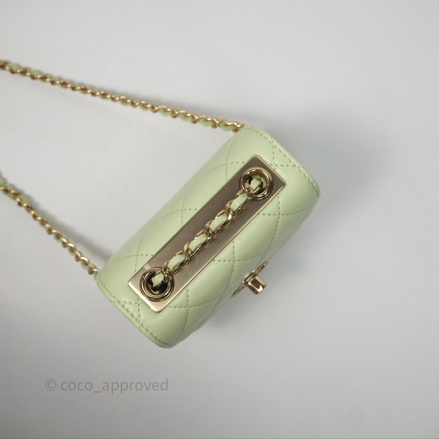 Chanel Mini Quilted Trendy CC Clutch With Chain Green Lambskin Gold Hardware