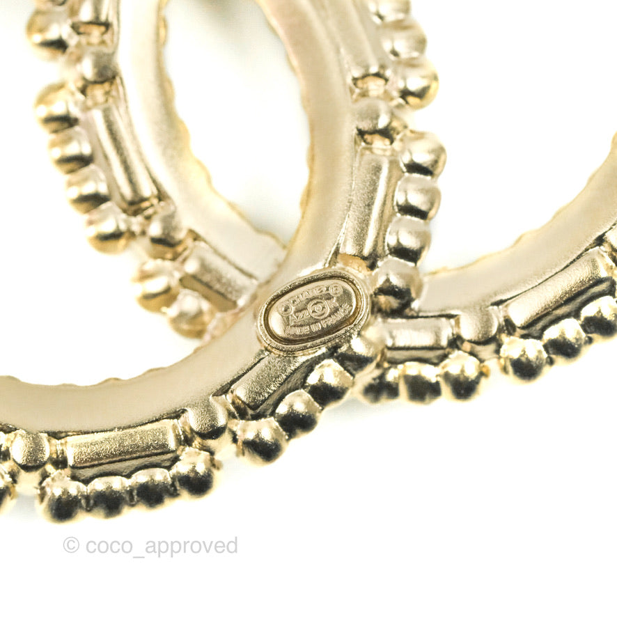 Chanel CC Crystal Pearl Brooch 22K