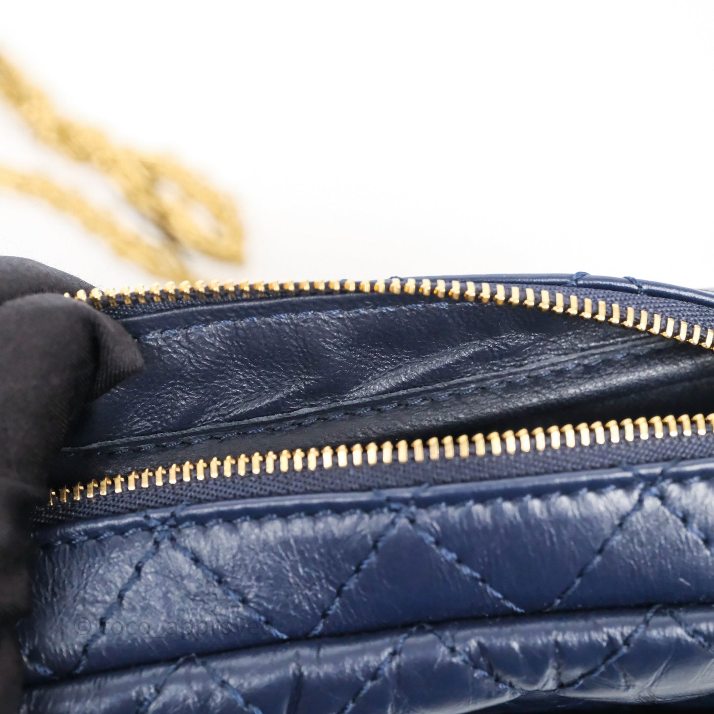Chanel Quilted Mini Reissue Camera Case Navy Aged Calfskin Aged Gold Hardware