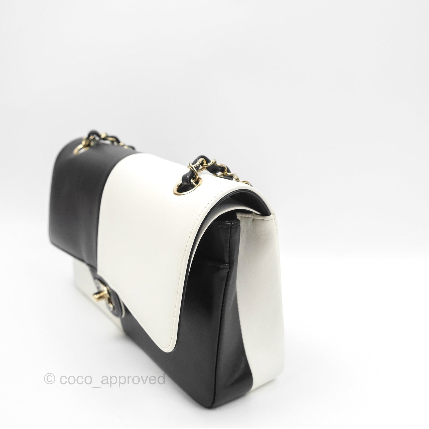 Chanel Medium Flap Black & White Lambskin Gold Hardware