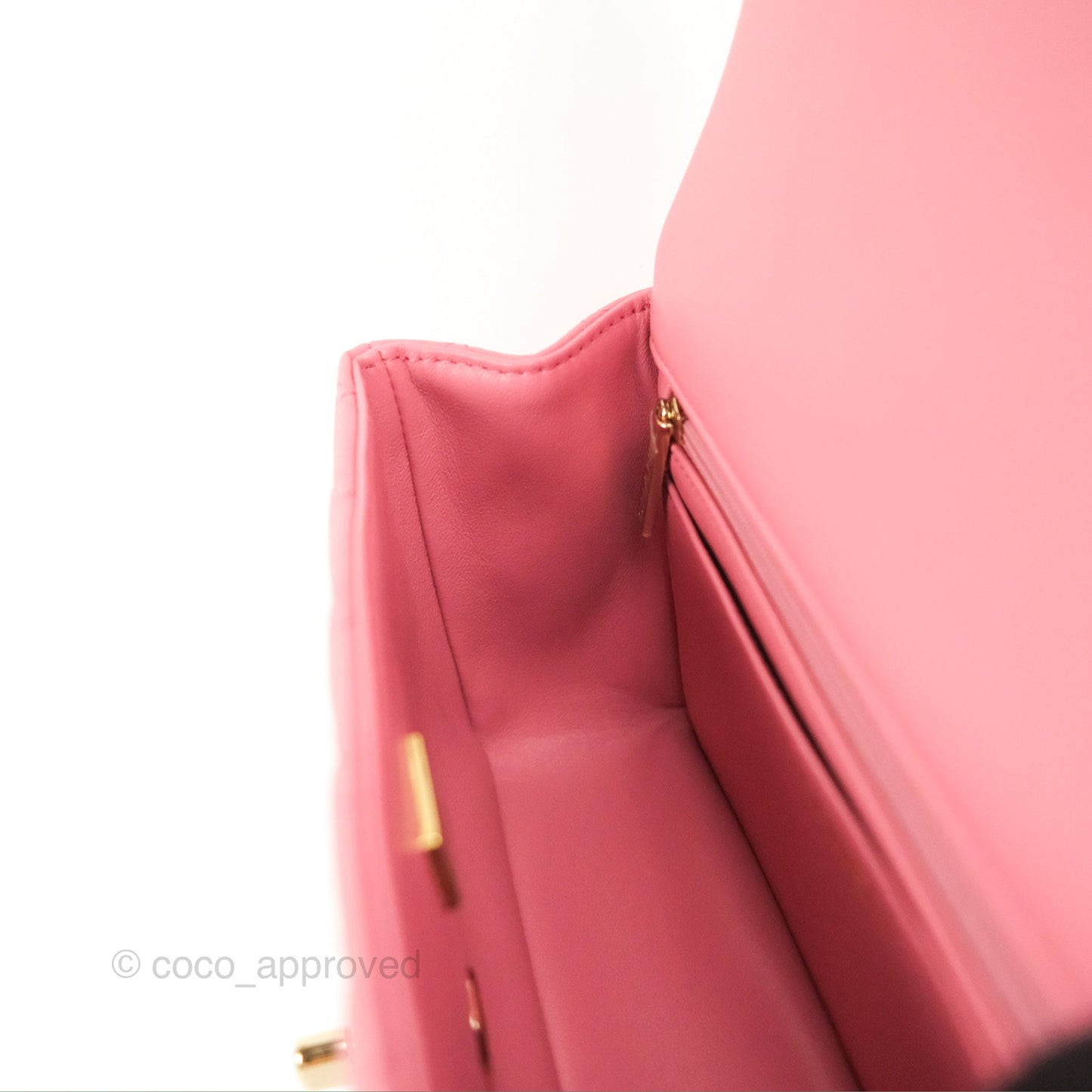 Chanel Top Handle Mini Rectangular Flap Bag Pink Lambskin Gold Hardware