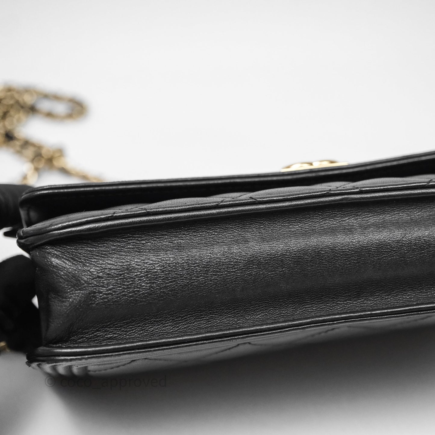 Chanel Black Quilted Lambskin Boy Wallet on Chain Gold Hardware