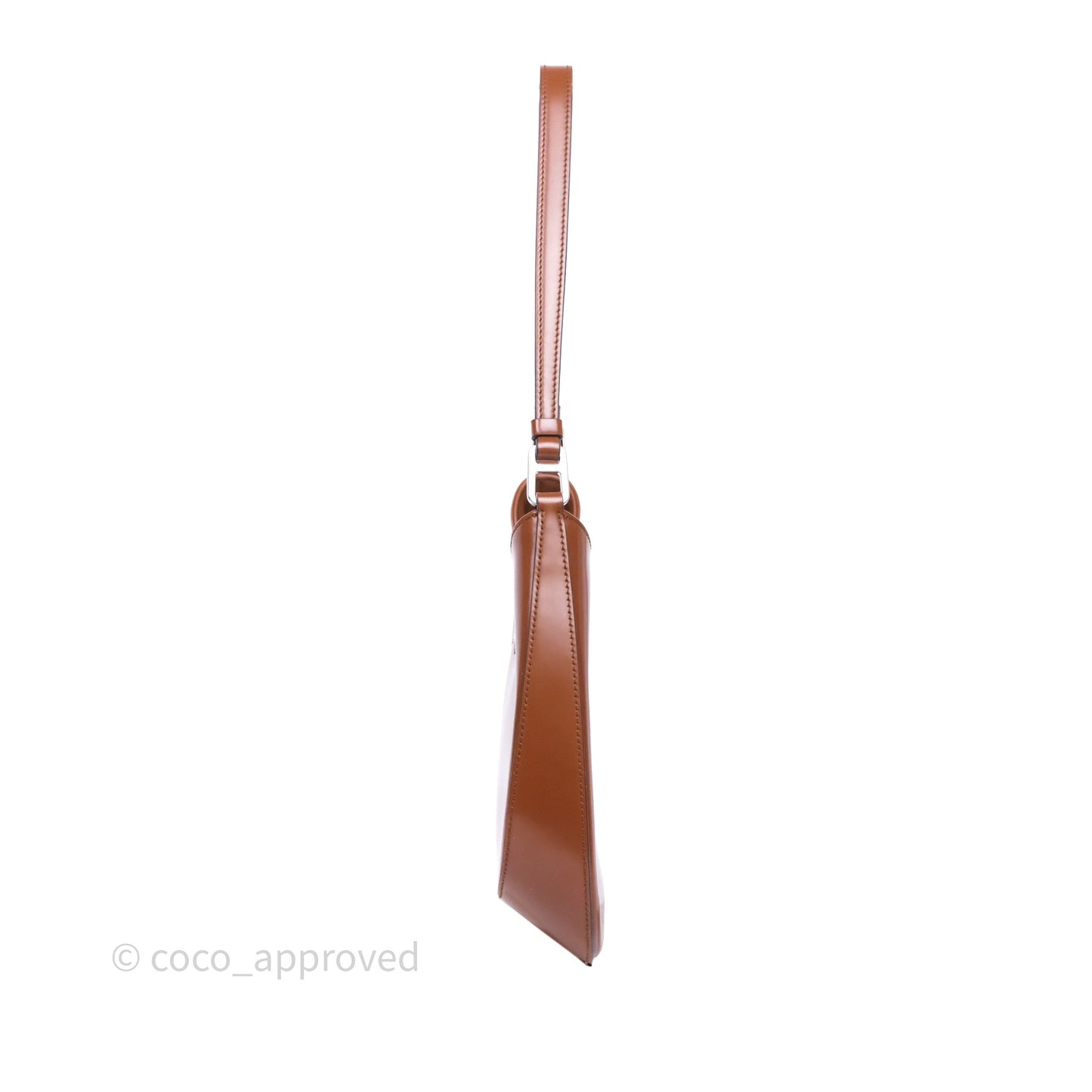 Prada Cleo Brushed Leather Shoulder Bag Brown