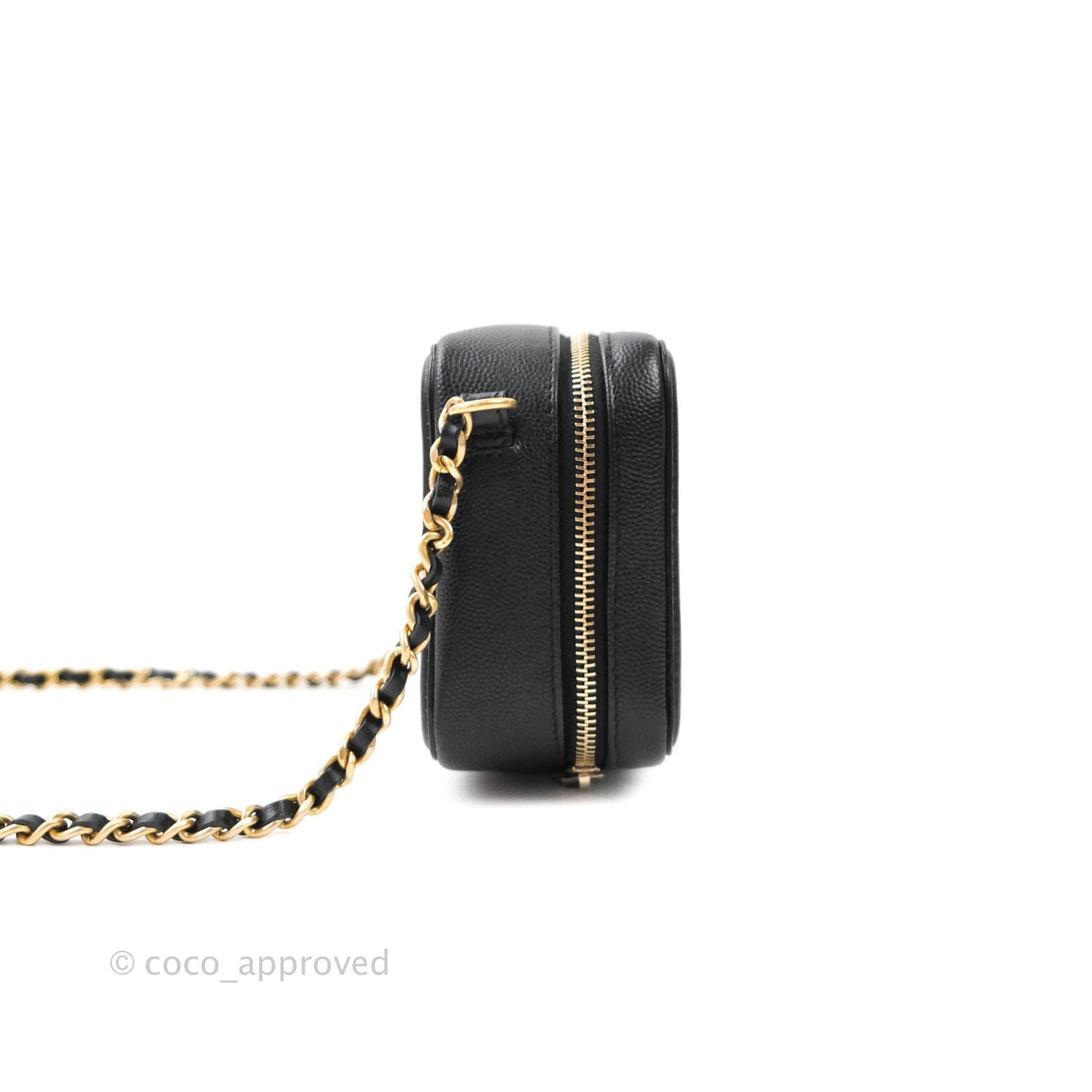 Chanel CC Filigree Vanity Clutch With Chain Caviar Black