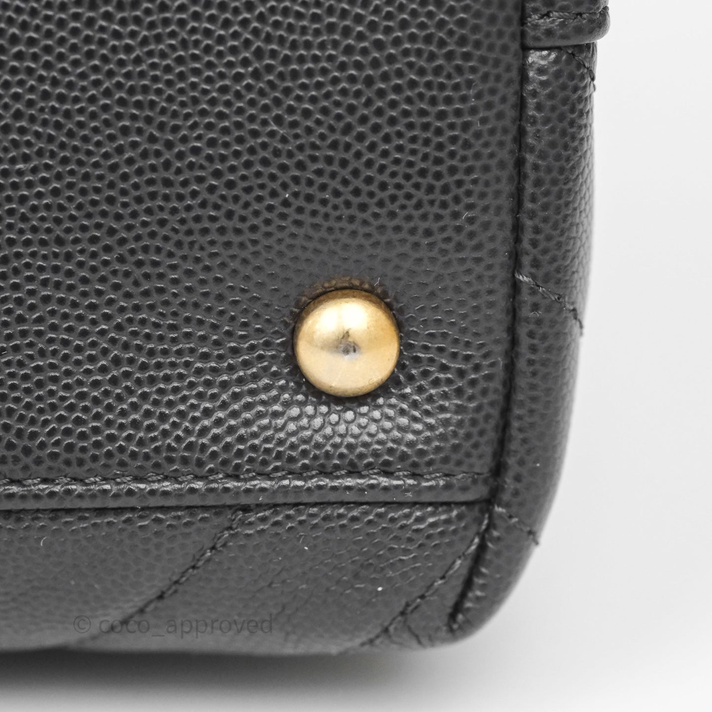 Chanel Medium Coco Handle Chevron Dark Grey Caviar Aged Gold Hardware