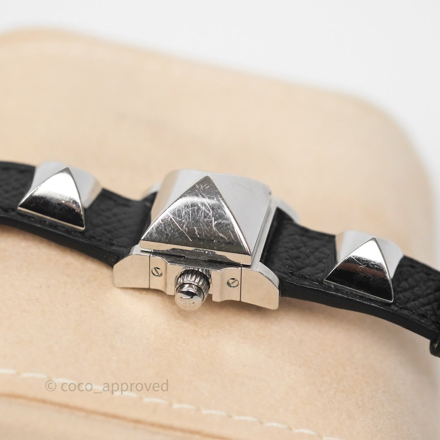 Hermes Medor Watch Mini Model Black Double Strap & Orange Strap