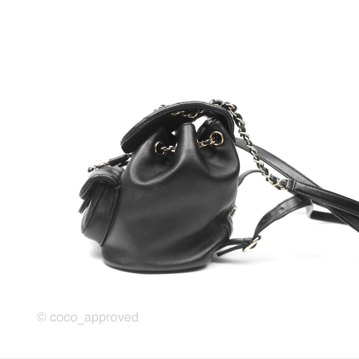 Chanel Quilted Small Duma Drawstring Backpack Black Lambskin