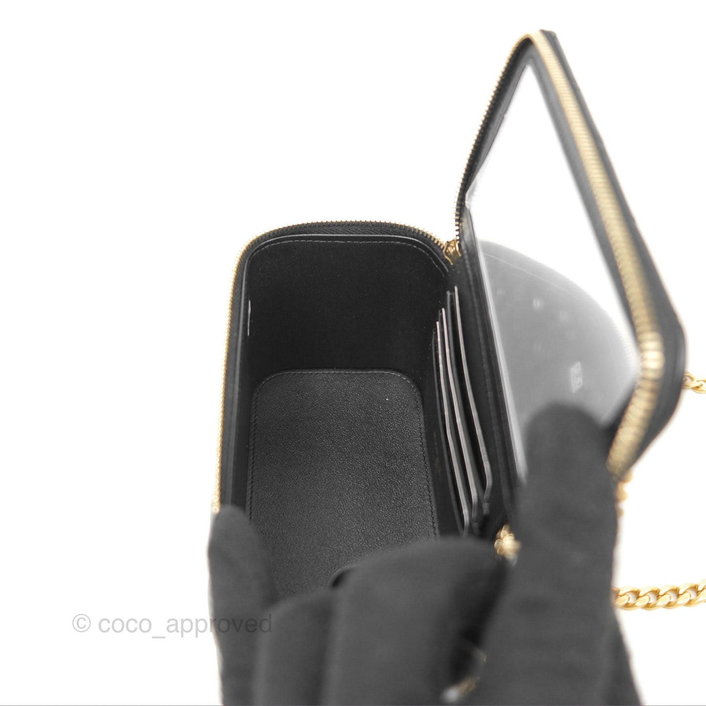 Chanel Vanity with Adjustable Chain Black Lambskin Aged Gold Hardware