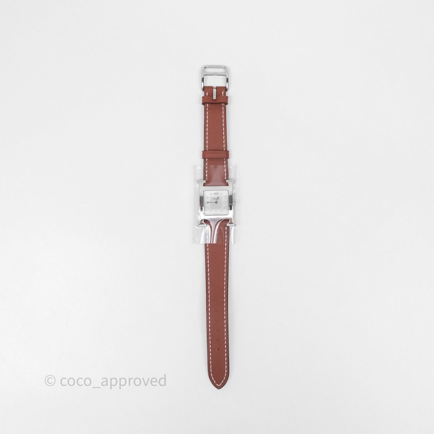 Hermès Heure H Watch Small Model 25mm Diamond Brown Swift Palladium Hardware