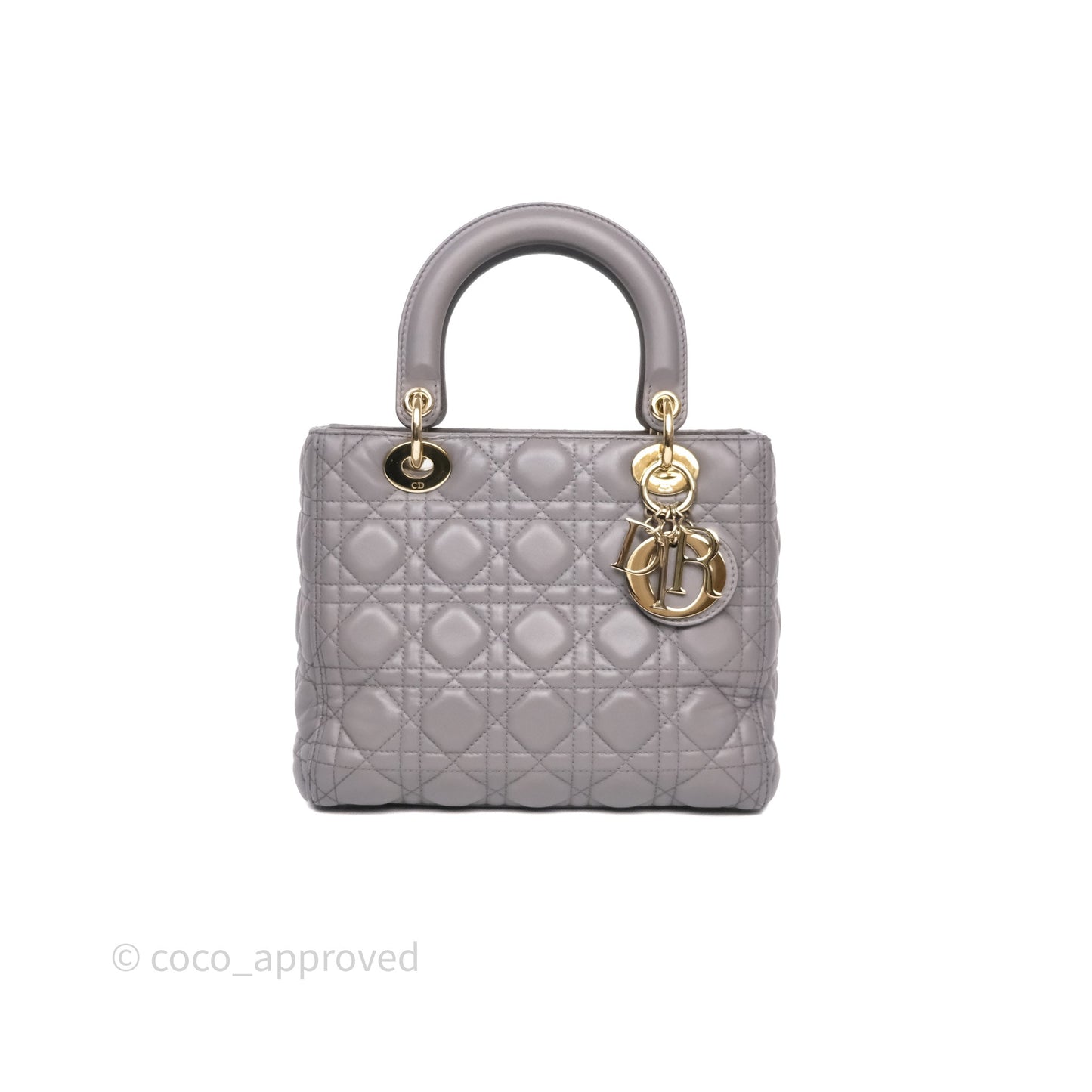 Christian Dior Medium Lady Dior Grey Lambskin Gold Hardware