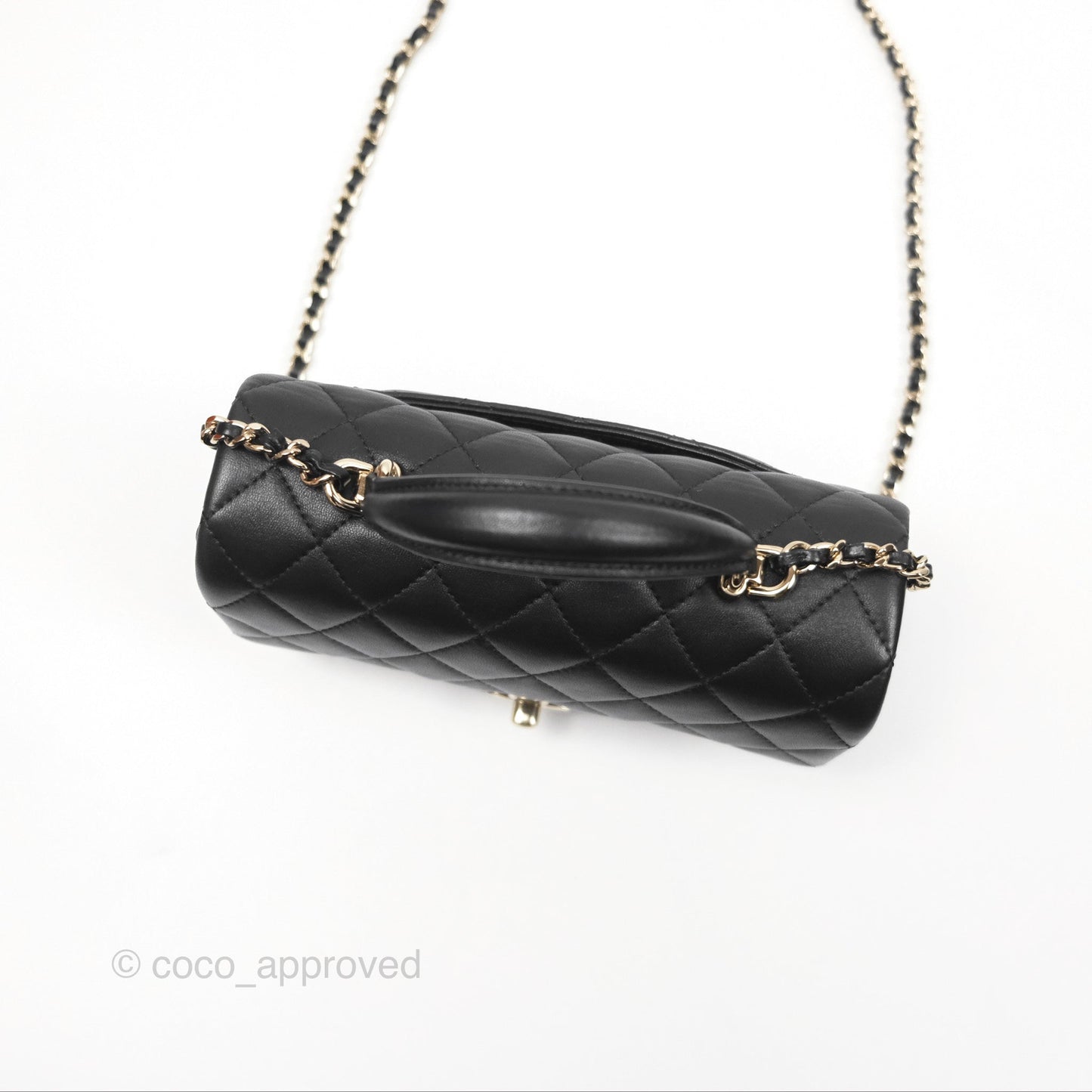 Chanel Top Handle Mini Rectangular Flap Black Lambskin Gold Hardware