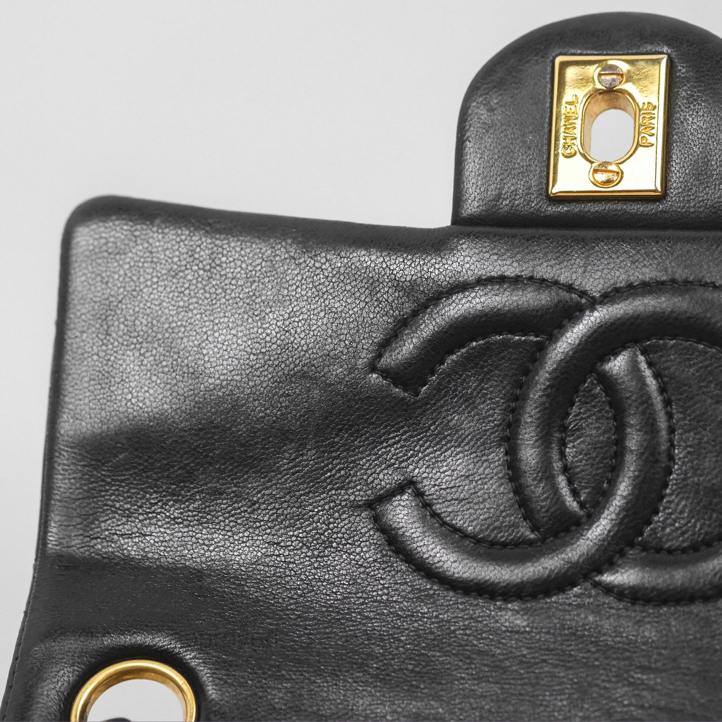 Chanel Vintage Mini Square Black Lambskin 24K Gold Hardware