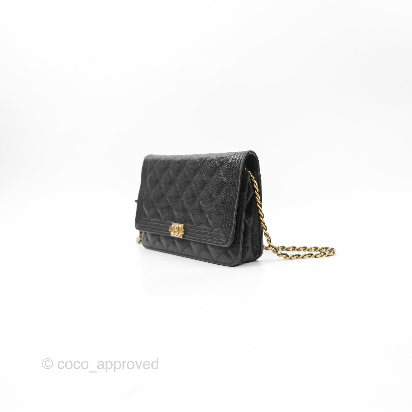 Chanel Boy Wallet on Chain WOC Black Caviar Gold Hardware