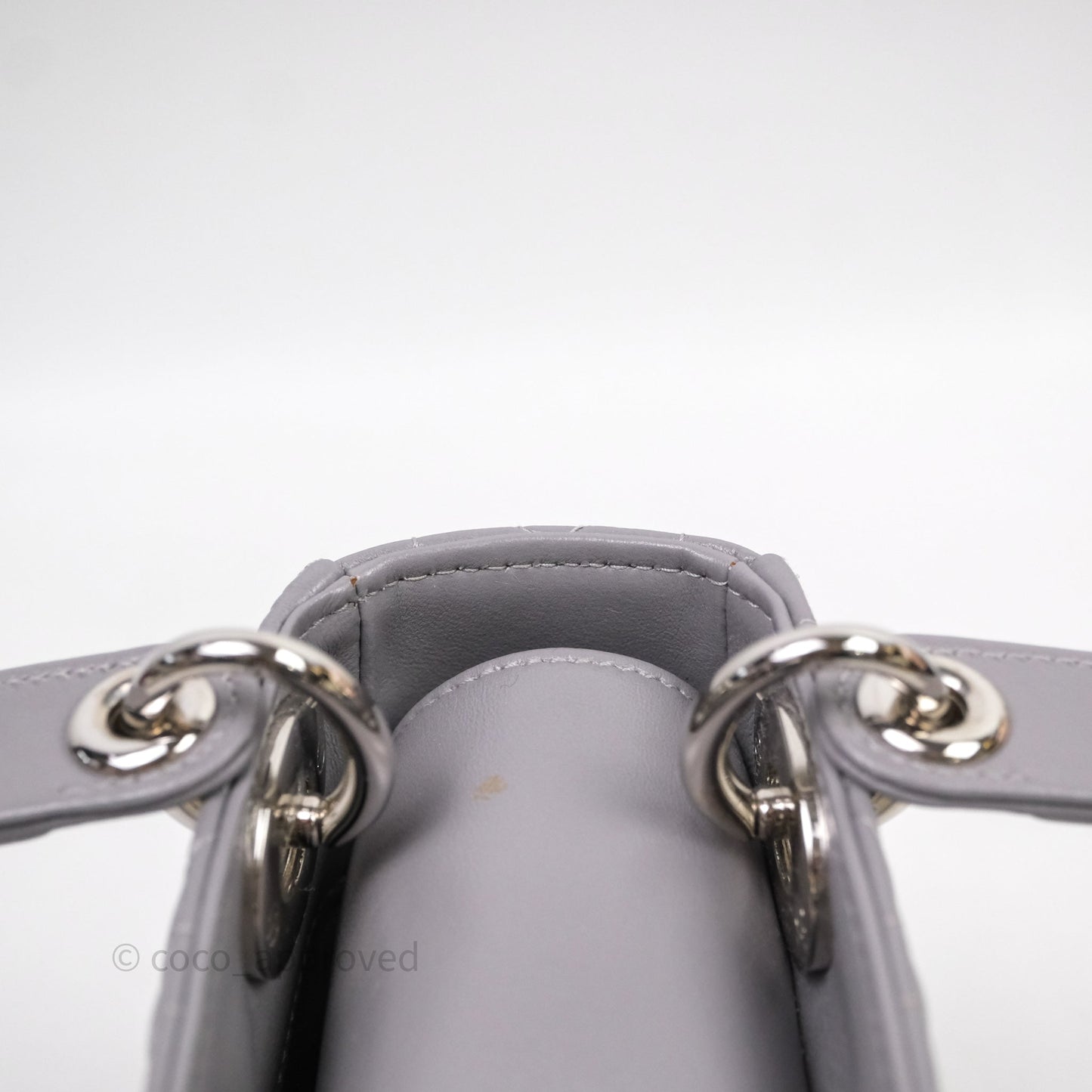 Christian Dior Mini Lady Dior Lambskin Cannage Grey Silver Hardware
