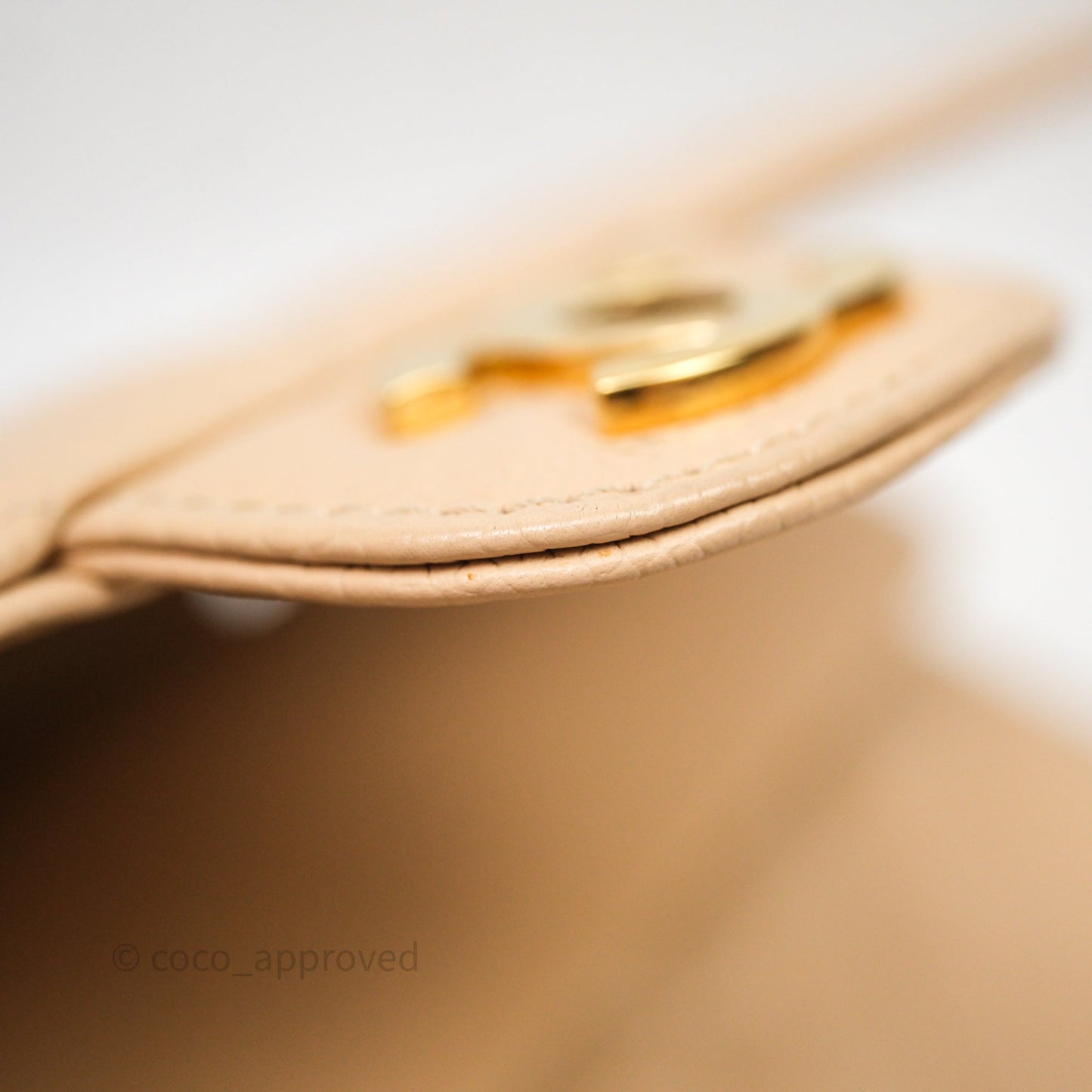 Chanel Classic M/L Medium Flap Quilted Beige Caviar Gold Hardware