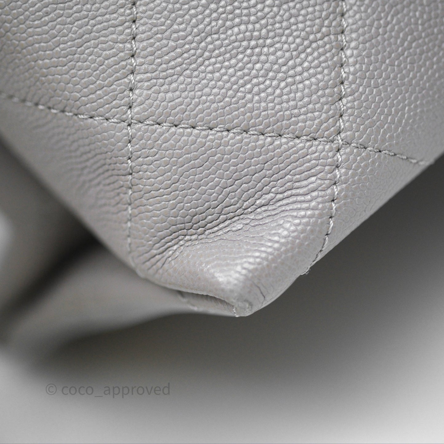 Chanel Drawstring Bucket Bag Grey Grained Calfskin Aged Gold Hardware