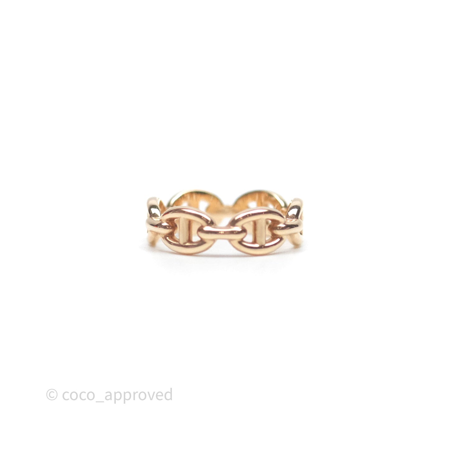 Hermès Chaine d'Ancre Enchainee Band Ring PM Rose Gold Size 50