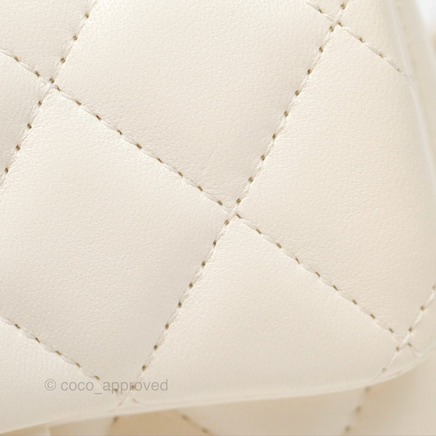 Chanel Small Logo Pearl Chain Flap Bag White Lambskin Gold Hardware