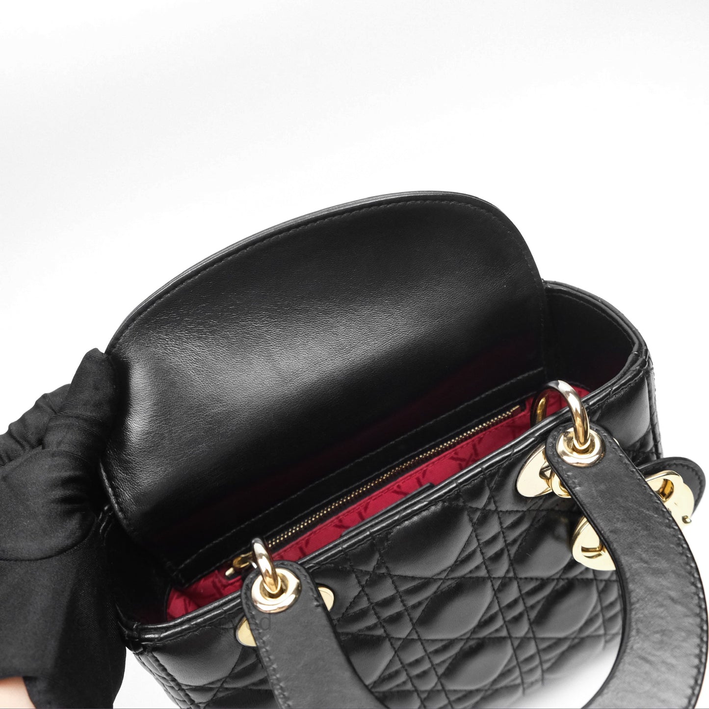 Christian Dior Small Lady Dior My ABCDior Black Cannage Lambskin