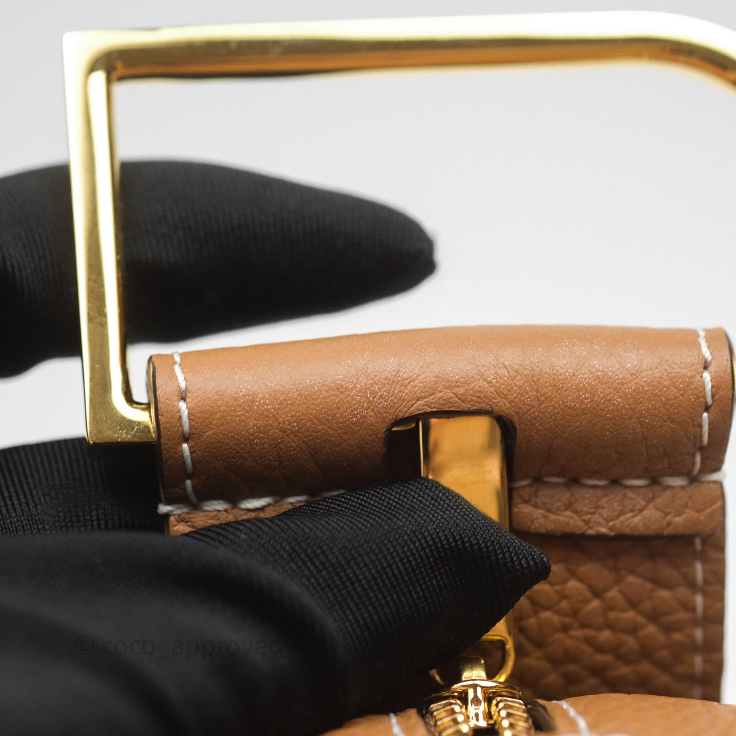 Delvaux Cool Box Nano Taurillon Soft Grained Calfskin Vegetal Ivory Gold Hardware