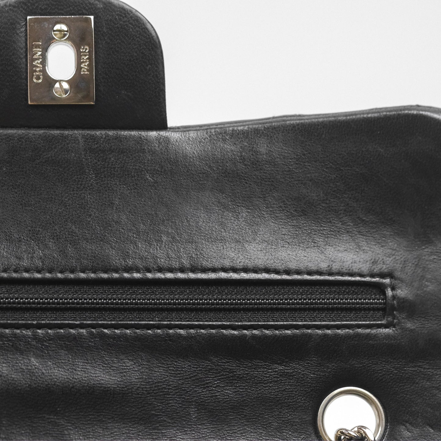 Chanel Vintage Small Classic Flap Black Lambskin Silver Hardware