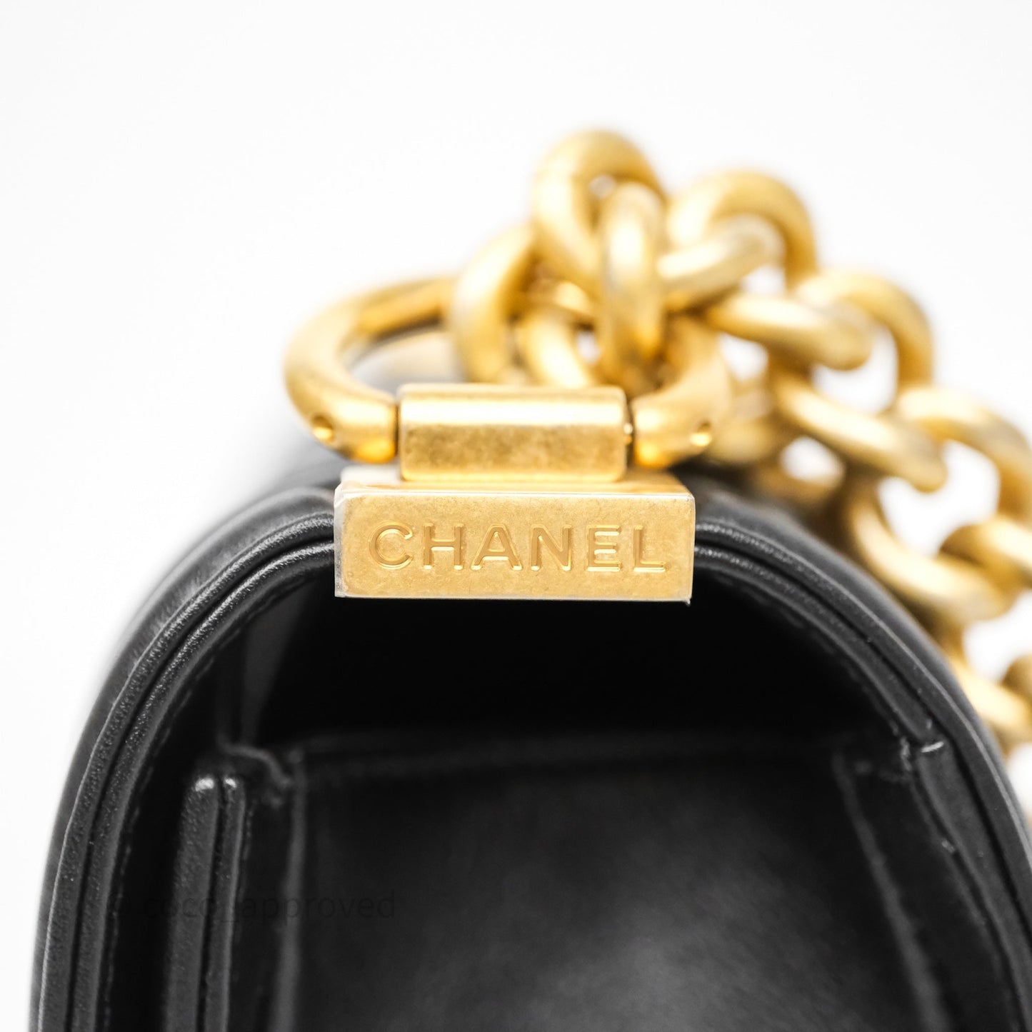 Chanel Small Boy Quilted Black Calfskin Aged Gold Hardware