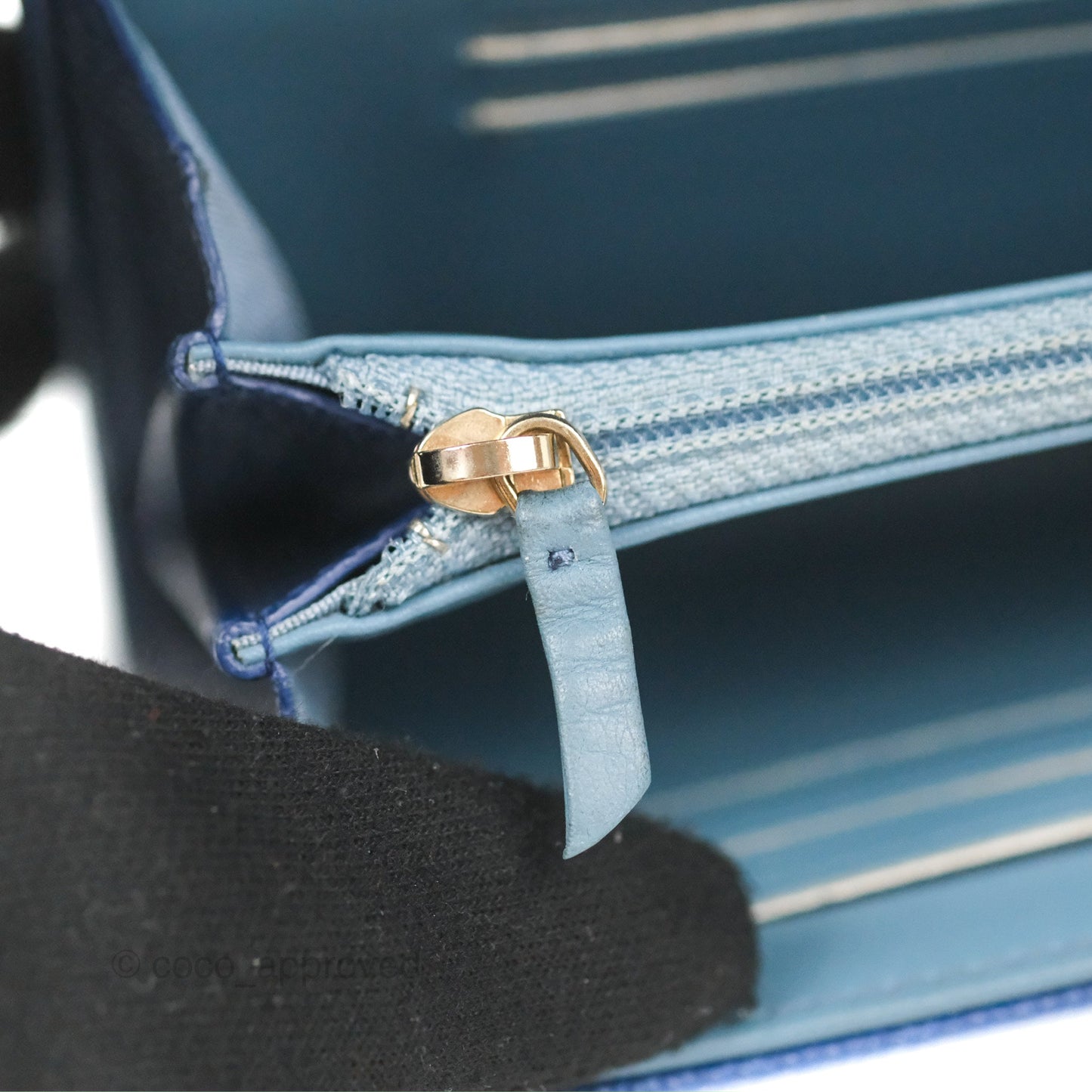 Chanel Quilted Medium Flap Wallet Blue Caviar Gold Hardware