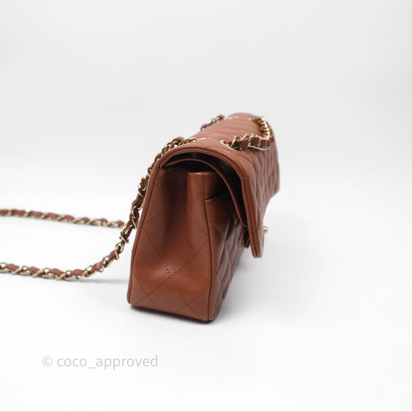 Chanel Small S/M Classic Flap Quilted Brown Caviar Gold Hardware