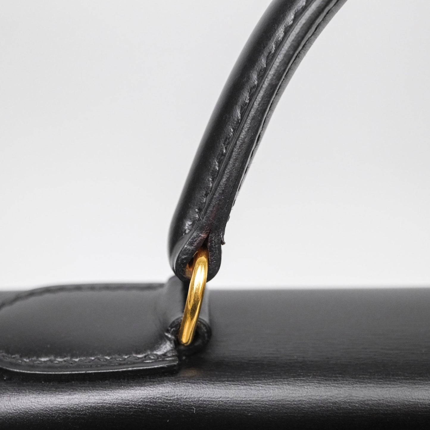 Hermès Vintage Kelly 28 Sellier Black Noir 89 Box Leather Gold Hardware