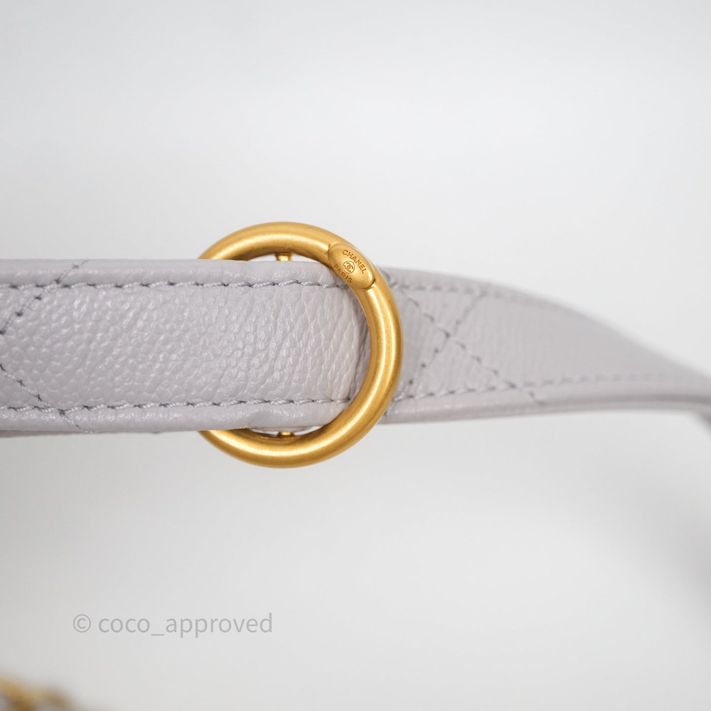 Chanel Double Pocket Hobo Bag Grey Caviar Aged Gold Hardware