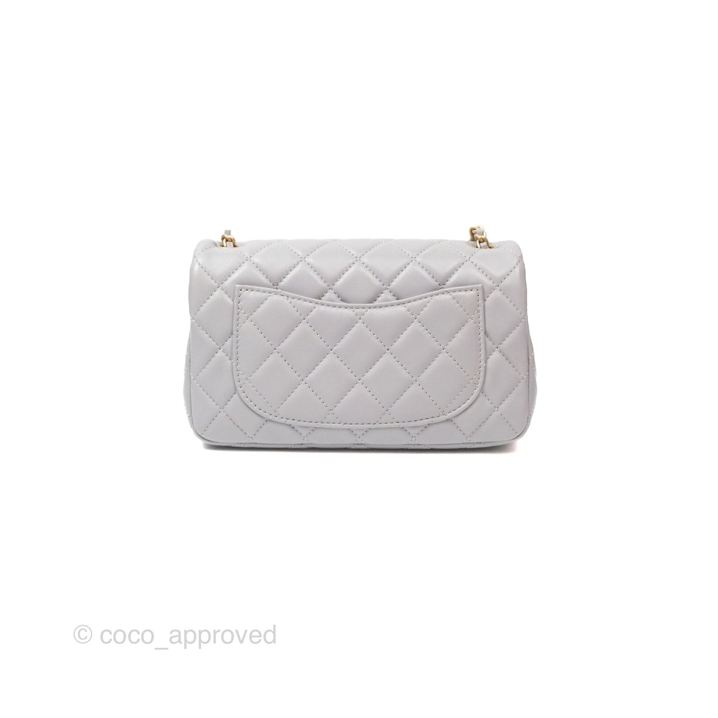 Chanel Pearl Crush Mini Rectangular Grey Lambskin Aged Gold Hardware
