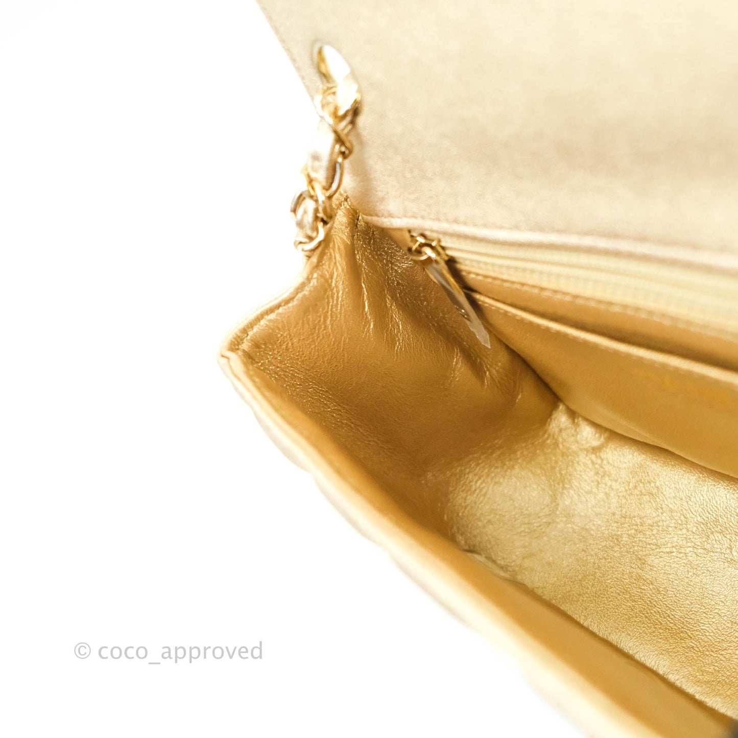 Chanel Classic Quilted Mini Square Flap Iridescent Gold Gold Hardware 21P