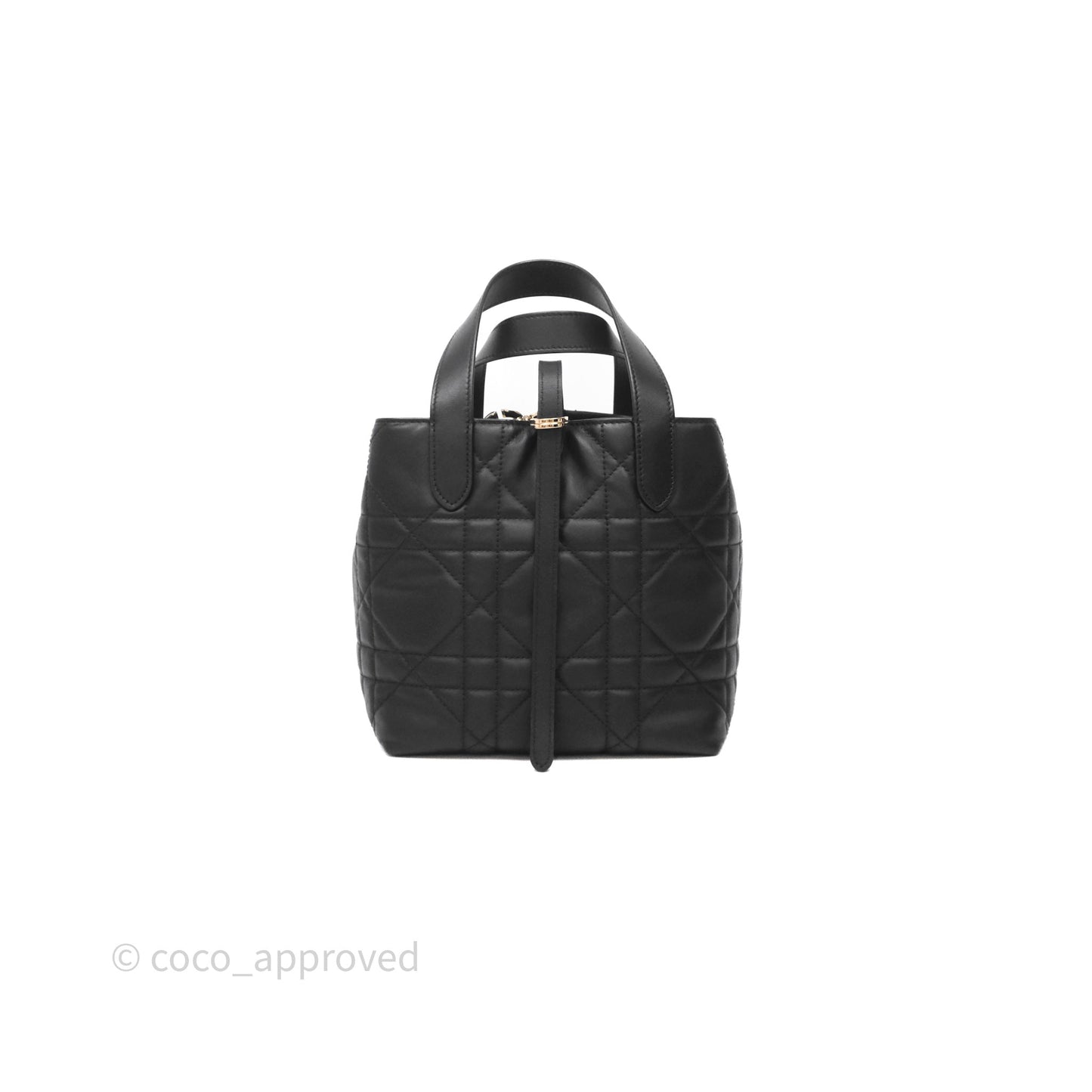 Christian Dior Small Toujours Vertical Tote Bag Black Macrocannage Calfskin Gold Hardware