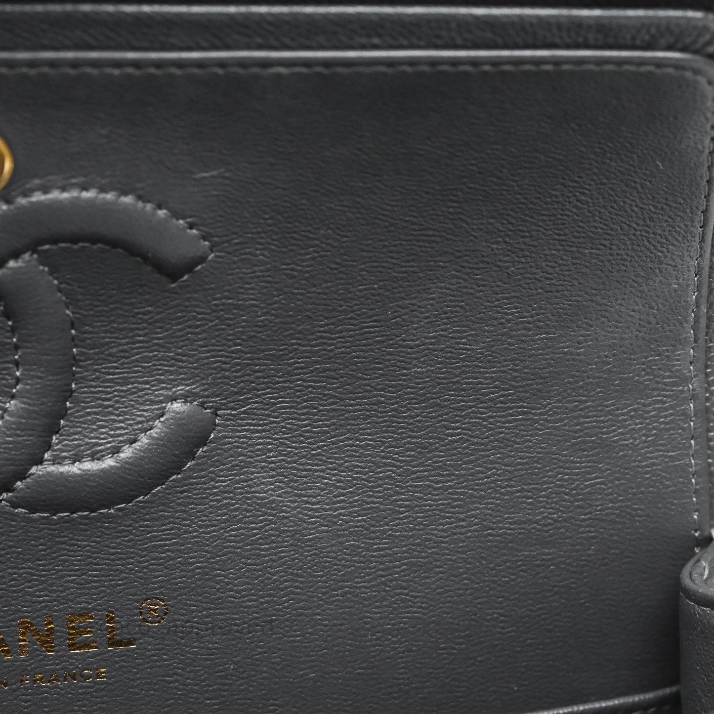 Chanel Small Classic Flap Quilted Dark Grey Caviar Gold Hardware