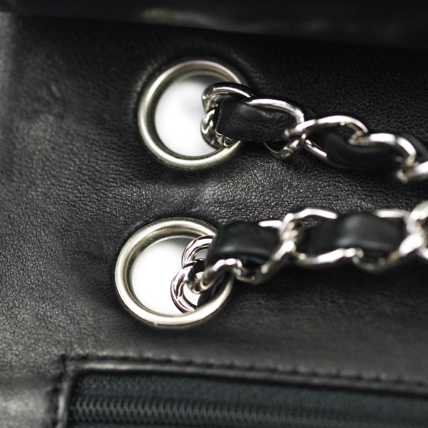 Chanel Classic M/L Medium Quilted Double Flap Bag Lambskin Tweed Black & White Silver Hardware