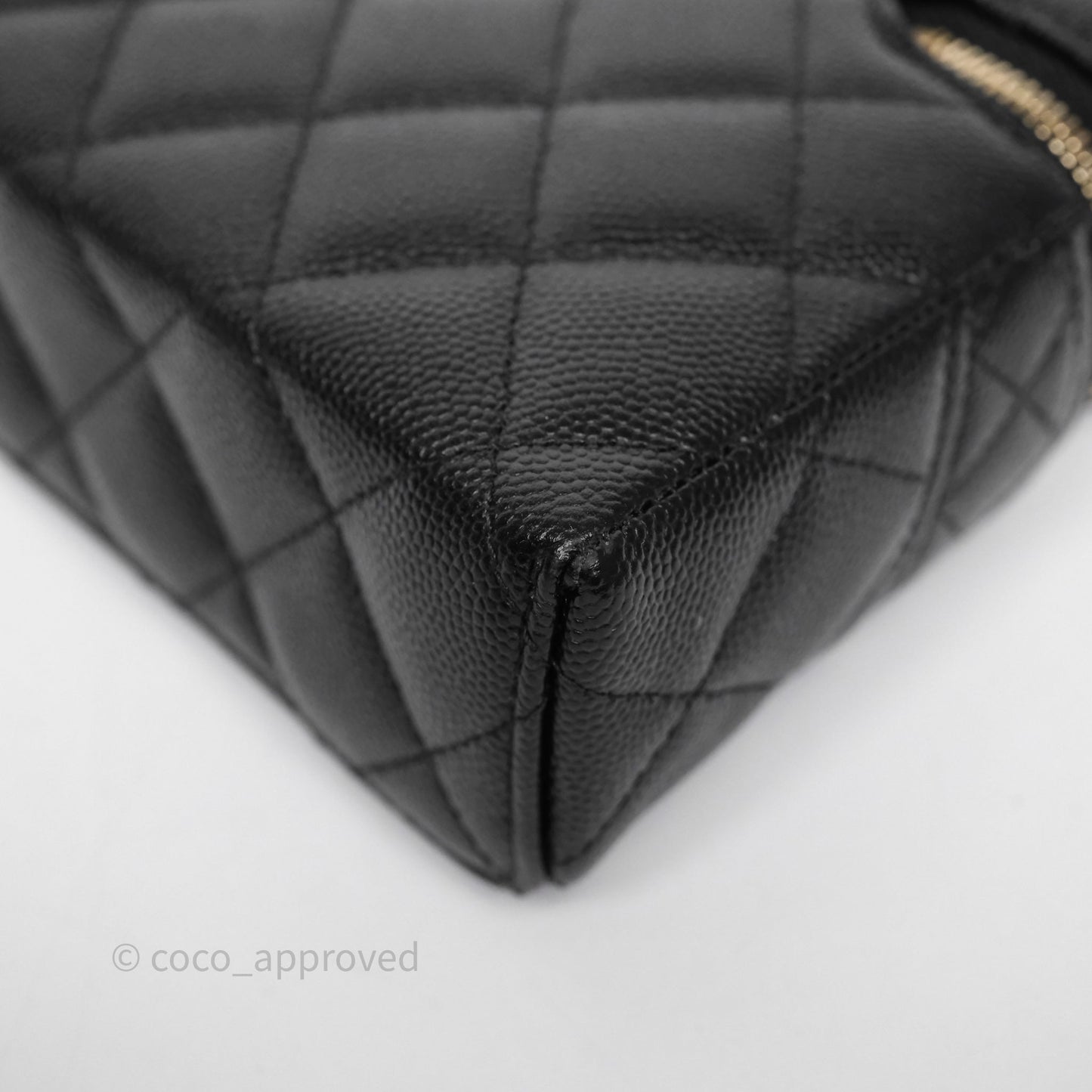 Chanel Top Handle Long Vanity with Chain Black Caviar Gold Hardware 25C