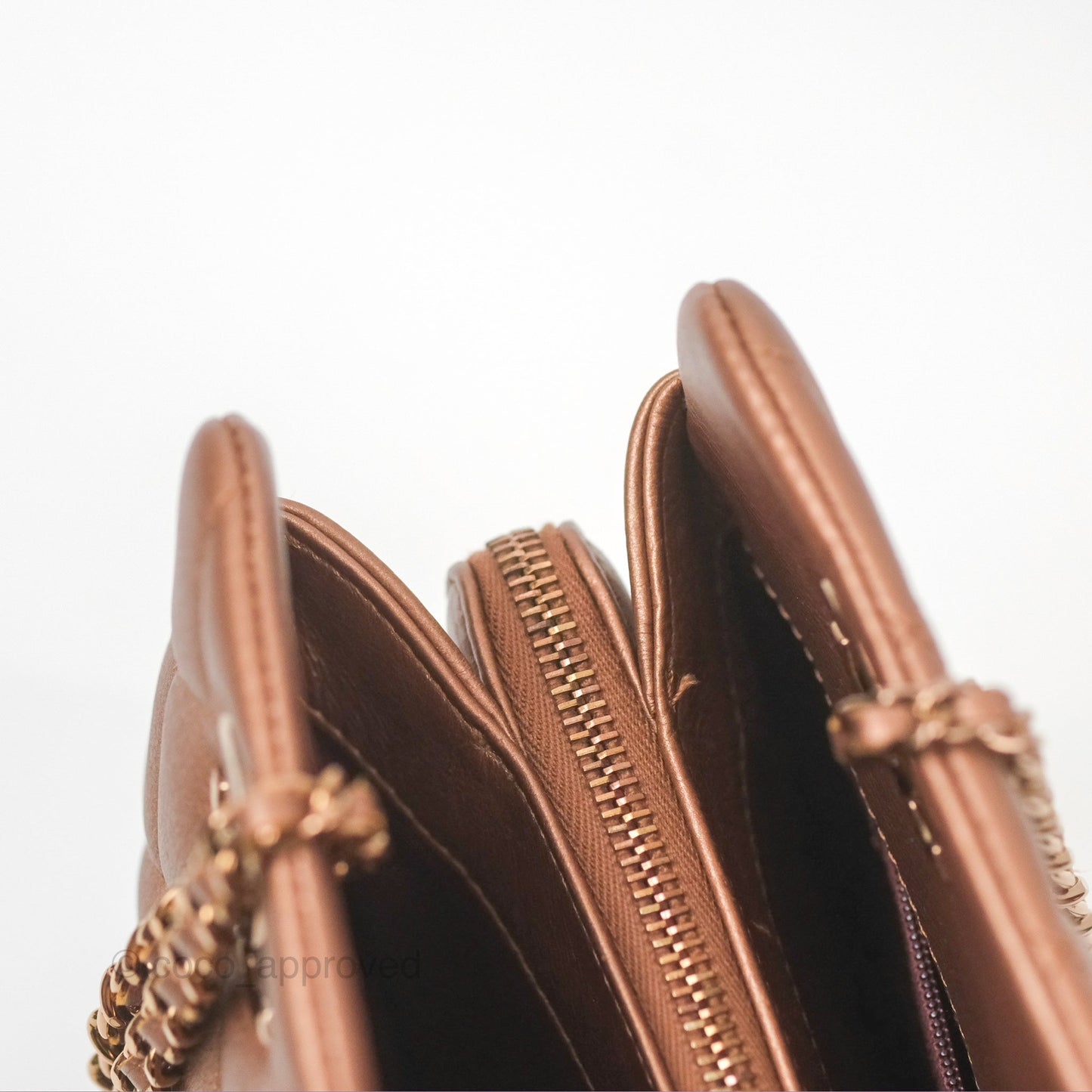 Chanel Quilted Small CC Eyelet Tote Copper Iridescent Goatskin Rose Gold