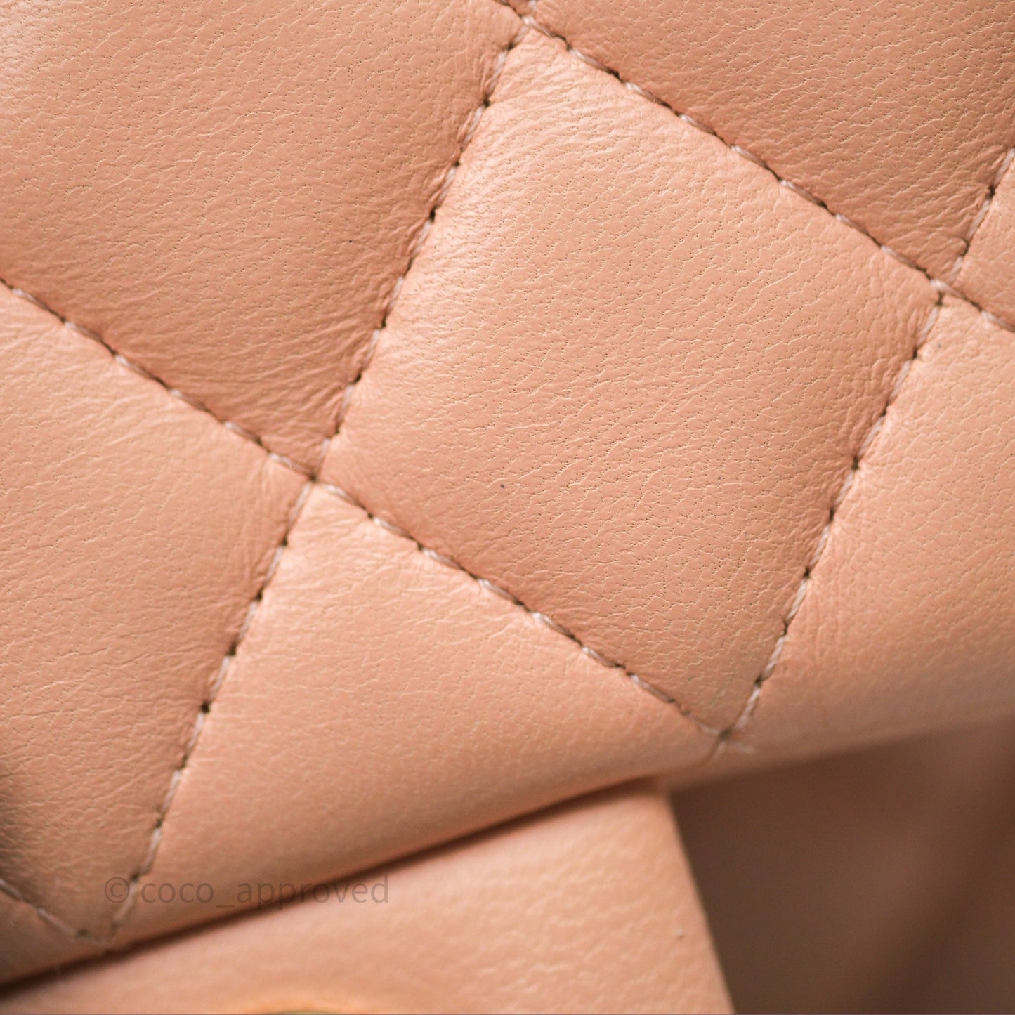 Chanel Mini Square Flap Quilted Beige Pink Lambskin Gold Hardware
