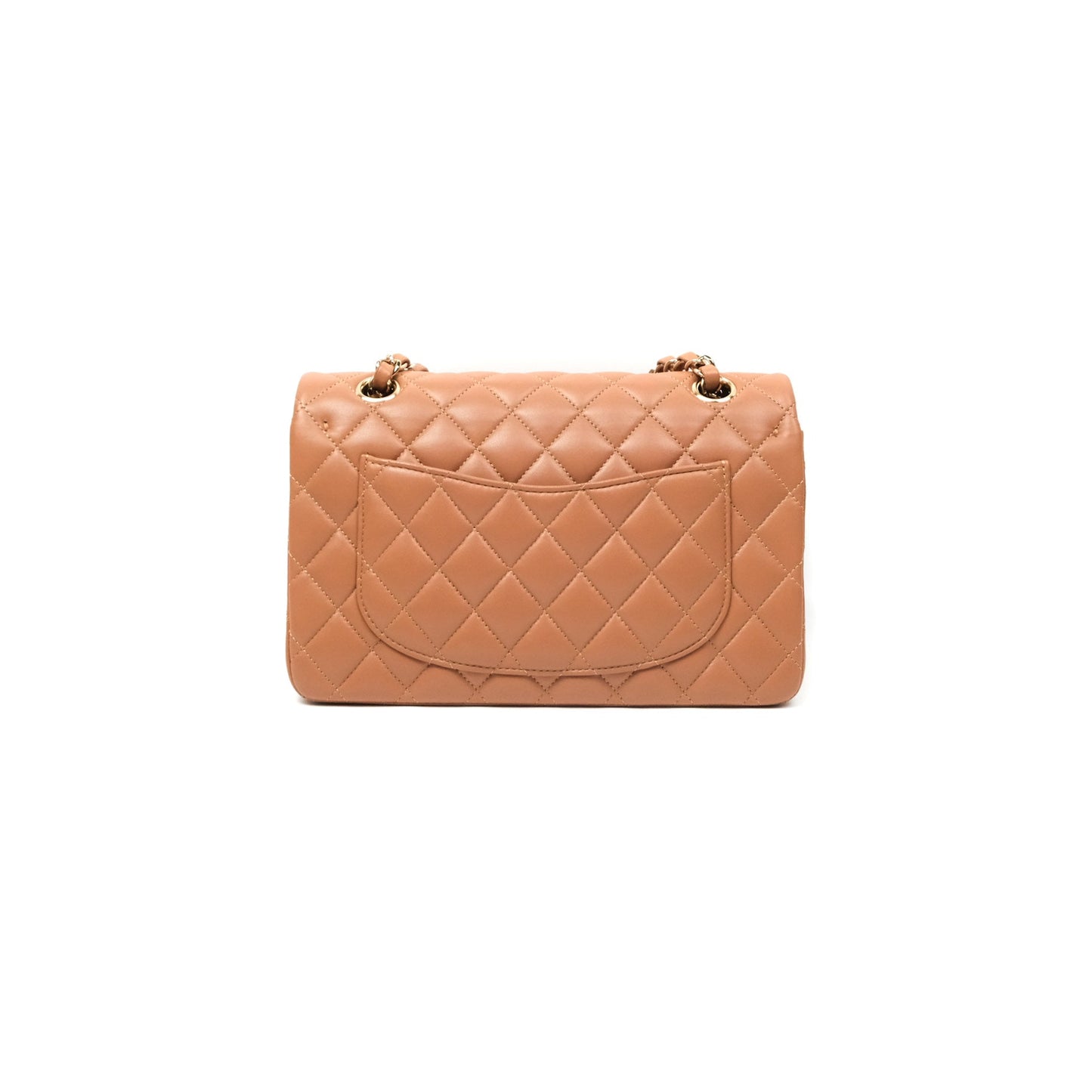Chanel Small Quilted Classic Flap Dark Caramel Beige Lambskin Gold Hardware
