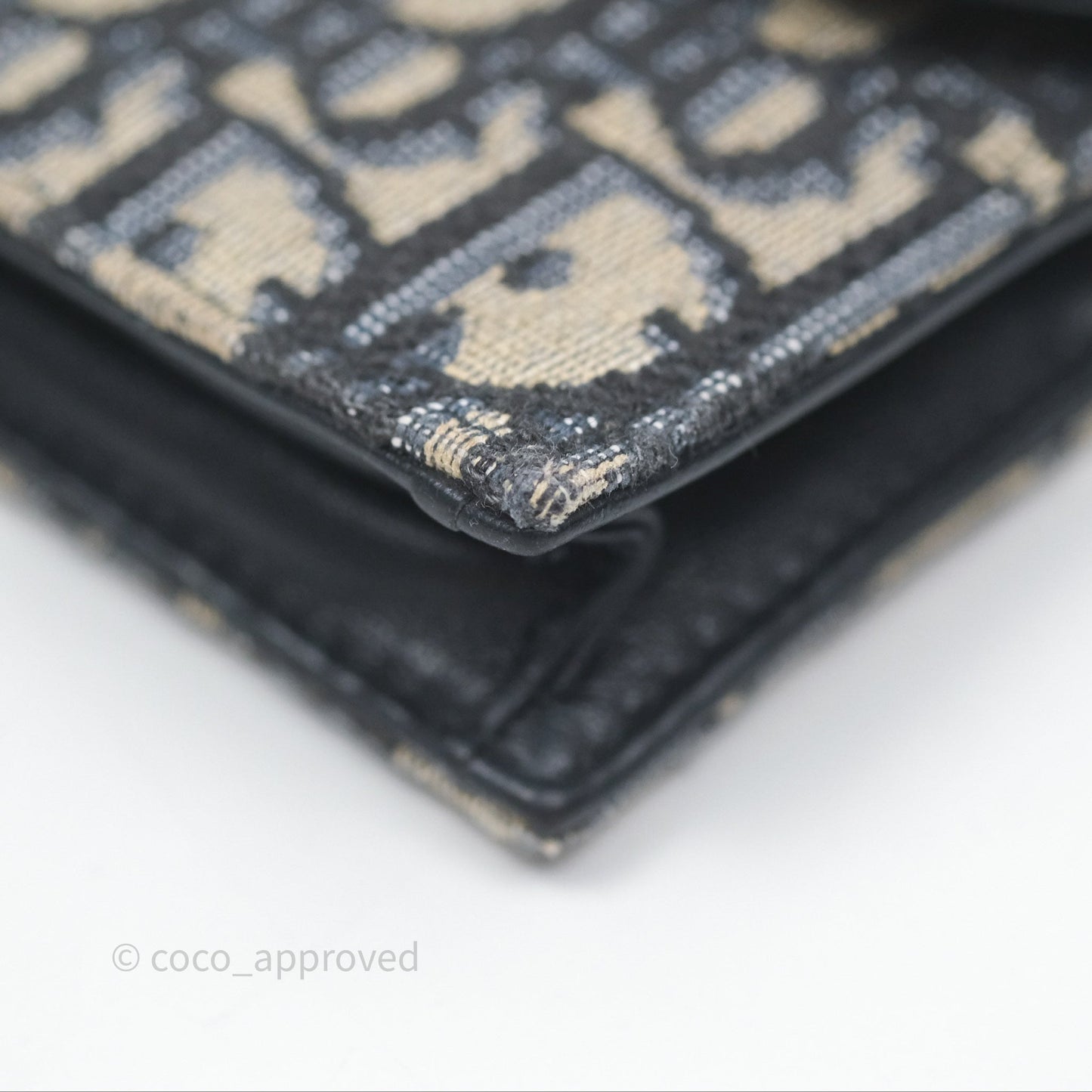 Christian Dior Saddle Flap Card Holder Blue Dior Oblique Jacquard